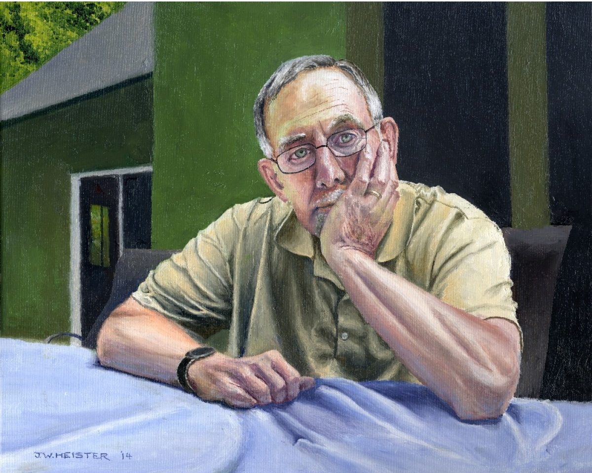 "Selfie" painting of himself, John Heister - artist